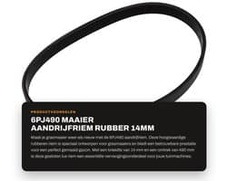 Aandrijfriem Rubber 14mm Breedte - Gesloten Lus - 490mm Omtrek - Compatibel met Qualcast M2E1032M/M2E1232M - Duurzaam - Slijtvast - Grasmaaierriem