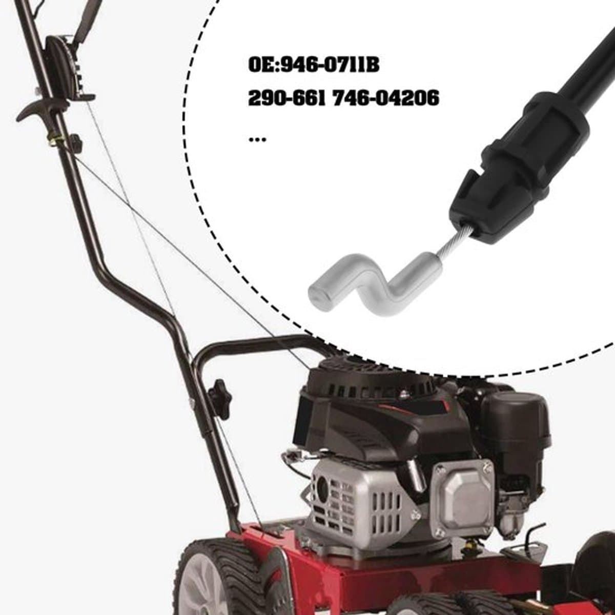 Koppelingskabel 137,2 cm - Compatibel met MTD 946-0711B/746-0711B - Vervanging voor 290-661 - Hoogwaardige staaldraad - Duurzaam en flexibel - Grasmaaierkabel — afbeelding 1