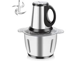 Mini Hakmachine - Keukenmachine - Ingrediënten Verwerken - 3 Snelheden - 2 Liter - Zilver