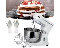 Keukenmixer - Voedselmixer - Thuis Bakken - 7 Snelheden - 5L Kom - Wit