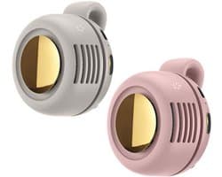 Mini Ventilator - 2 Stuks - Clip-On Ventilator - Oplaadbare USB Ventilator - Portable Clip Fan - Nekventilator - USB Oplaadbare Stille Bladeless Ventilatoren - Verstelbare - Geschikt Voor Buiten, Op Reis En Op Kantoor - Roze, Wit