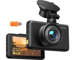 SnelShoppen - 2,5K Dashcam 1440P QHD Autocamera met 32GB Kaart, 3 Inch IPS-Display, Nachtzicht, WDR, 170° Hoek, G-sensor, 24-uurs Parkeermodus