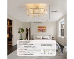 COVREO Plafondlamp met ventilator 52 cm goud glas, 6 standen en app-bediening