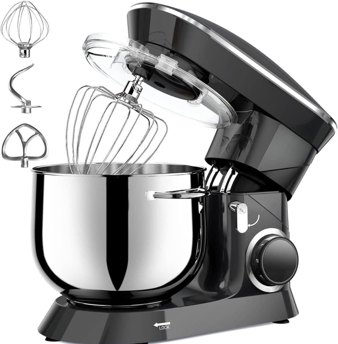 Lìon® Deegmachine - Mixer met Kneedhaak - Kneedmachine - Zwart - 42cm x 36cm x 27cm — afbeelding 1