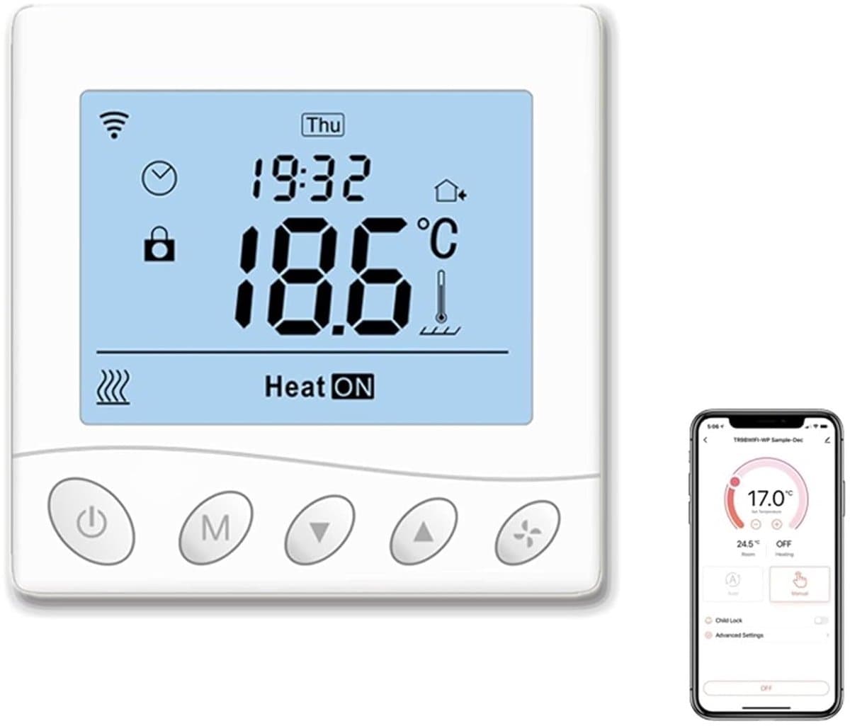 Digitale Thermostaat - Slimme Regelaar - Verwarming Instellen - WiFi App Bediening - 16A - Wit — afbeelding 1