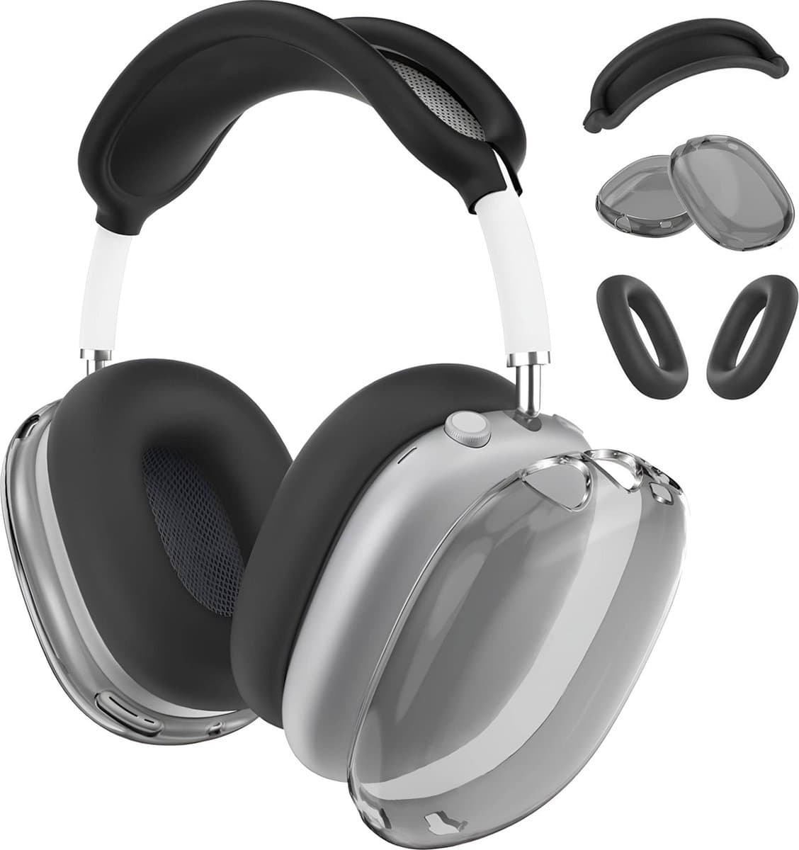 Siliconen Hoes voor AirPods Max Hooftelefoons van MMOBIEL – Transparant Zacht TPU Oorschelp Beschermhoes, Siliconen Oorkussens Beschermhoes, Hoofdband Beschermhoes – Anti-Kras Beschermer – Zwart — afbeelding 1