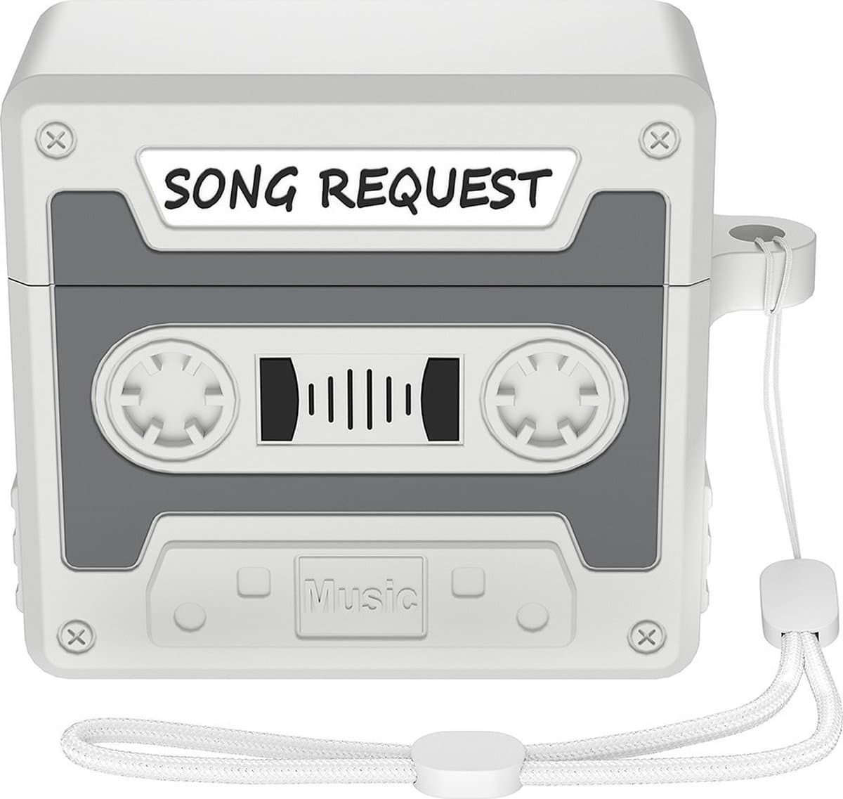 Telestore hoesje geschikt voor AirPods 4 soft case cover- retro cassettebandje bandje tape - TPU hoesje Beschermhoes - AirPods 4 Cover - AirPods 4 hoesje - Geschikt voor Apple Airpods 4 - gel hoesje - grijs — afbeelding 1