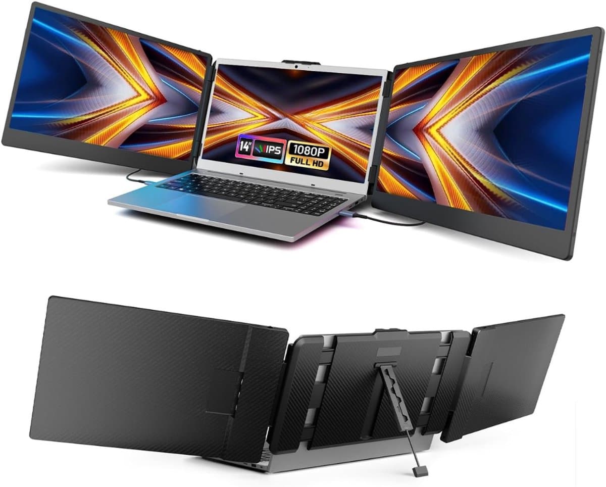 MIRA® Professionele Portable Monitor Pro 2024 - Inclusief Beschermhoes en Kabels - Krachtige Laptop Scherm Uitbreider - Zwart - 36cm x 21cm x 4cm — afbeelding 1