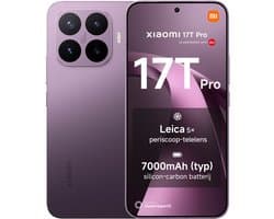 Xiaomi 17T Pro - 12GB RAM - 256GB - Donker paars - Leica 5x Telephoto - Leica Live Moment - 7000mAh (typ) silicon-carbon batterij