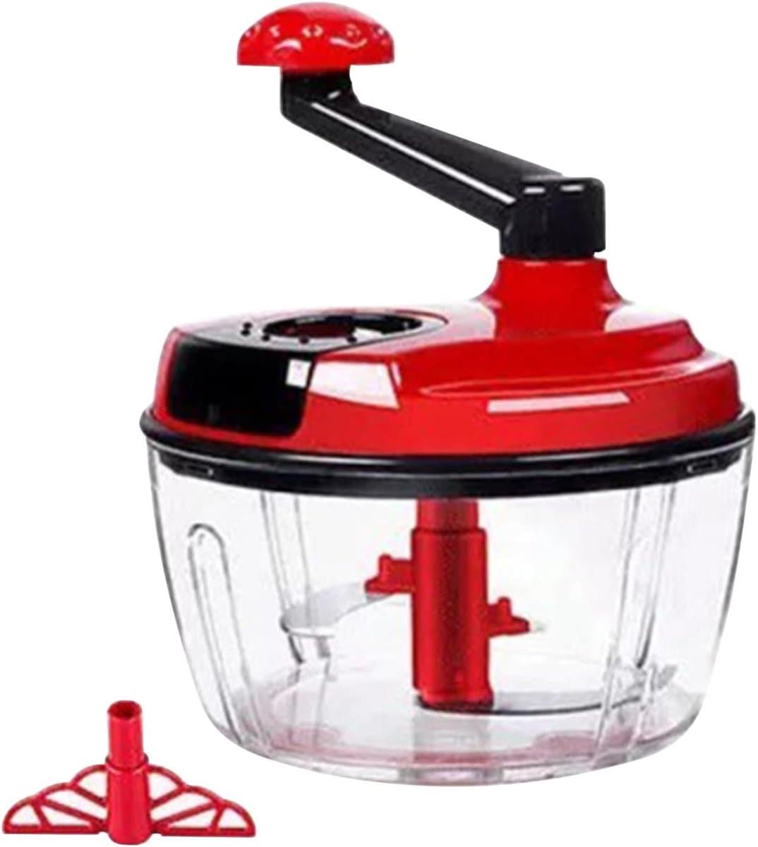 Handmatige Keukenmachine - Trekkoord Hakker - Groenten Snijden - Vaatwasmachinebestendig - 20 cm Hoog - Rood — afbeelding 1