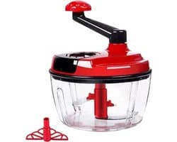 Handmatige Keukenmachine - Trekkoord Hakker - Groenten Snijden - Vaatwasmachinebestendig - 20 cm Hoog - Rood