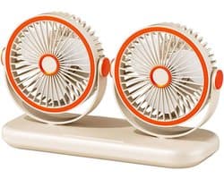 Dubbelkoppige Tafelventilator - 3D Luchtstroom - 6 Snelheden - Type C Oplaadbaar