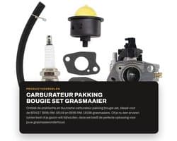 Dailygoods- Carburateur Set - 1x Carburateur - 3x Pakking - 1x Slang - 1x Pomp Primer - 1x Bougie - Grasmaaieronderdelen