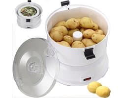 Elektrische Aardappelschilmachine - Automatische Groenteschiller - Snel Keukenwerk - Eén Knop Bediening - 1 kg Capaciteit - Wit