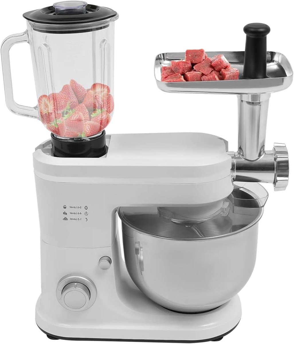 Keukenmachine - Multifunctionele mixer - Bakken en mixen - Krachtige 1500W motor - 6L komcapaciteit - Wit — afbeelding 1