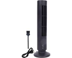 Staande Ventilator - Torenventilator Bladloos - Energiebesparend Koelen - Stille Werking USB Poort - 11x11x11 cm - Zwart