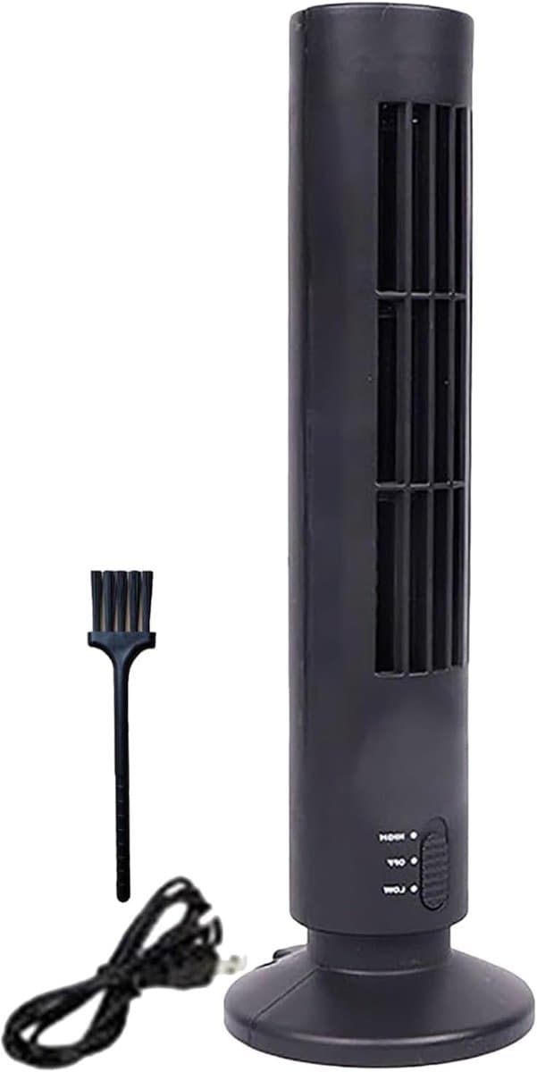 Staande Ventilator - Torenventilator Bladloos - Energiebesparend Koelen - Stille Werking USB Poort - 11x11x11 cm - Zwart — afbeelding 1