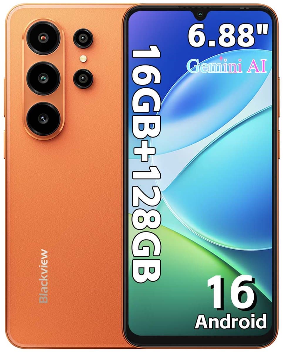 Blackview WAVE 10C Smartphone - Telefoon Dubbele Sim 4G - 6,88" HD+ IPS - 16GB(4+12) RAM - 128GB ROM - 5000 mAh - Android 16 - GPS - Oranje — afbeelding 1