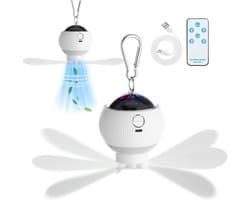 3-in-1 Camping Ventilator met Sterrenprojector - Oplaadbare Plafondventilator - LED Lantaarn - Met Afstandsbediening - Ophangbaar - Geschikt voor Camping, Camper en Binnen Decoratie