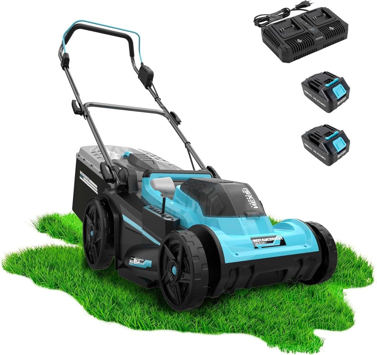 Accu Grasmaaier - Elektrische Grasmaaier - Gras Maaien - Borstelloze Motor - 43 cm Maaibreedte - Blauw — afbeelding 1