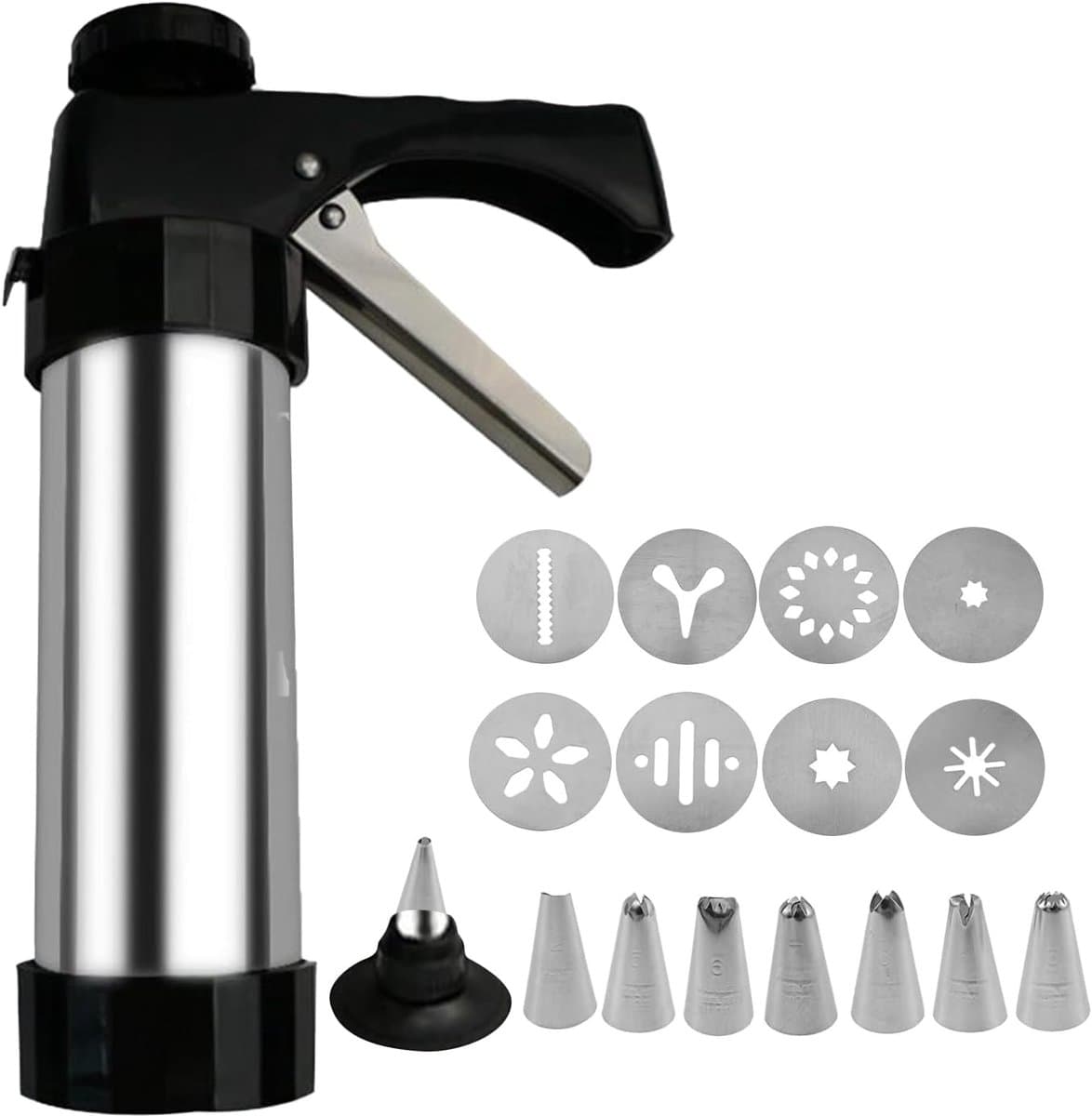 Koekjesmachine Churro Maker - Bakgereedschap Deegpers - Zelf Gebak Maken - Roestvrijstalen Mondstuk - 22x16x6 cm - Enkel Kenmerk — afbeelding 1