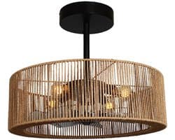 Plafondventilator met verlichting | 50 cm | plafond ventilatoren | 3 lichts | LED | zwart bruin transparant | kunststof rotan | moderne functionele design verlichting