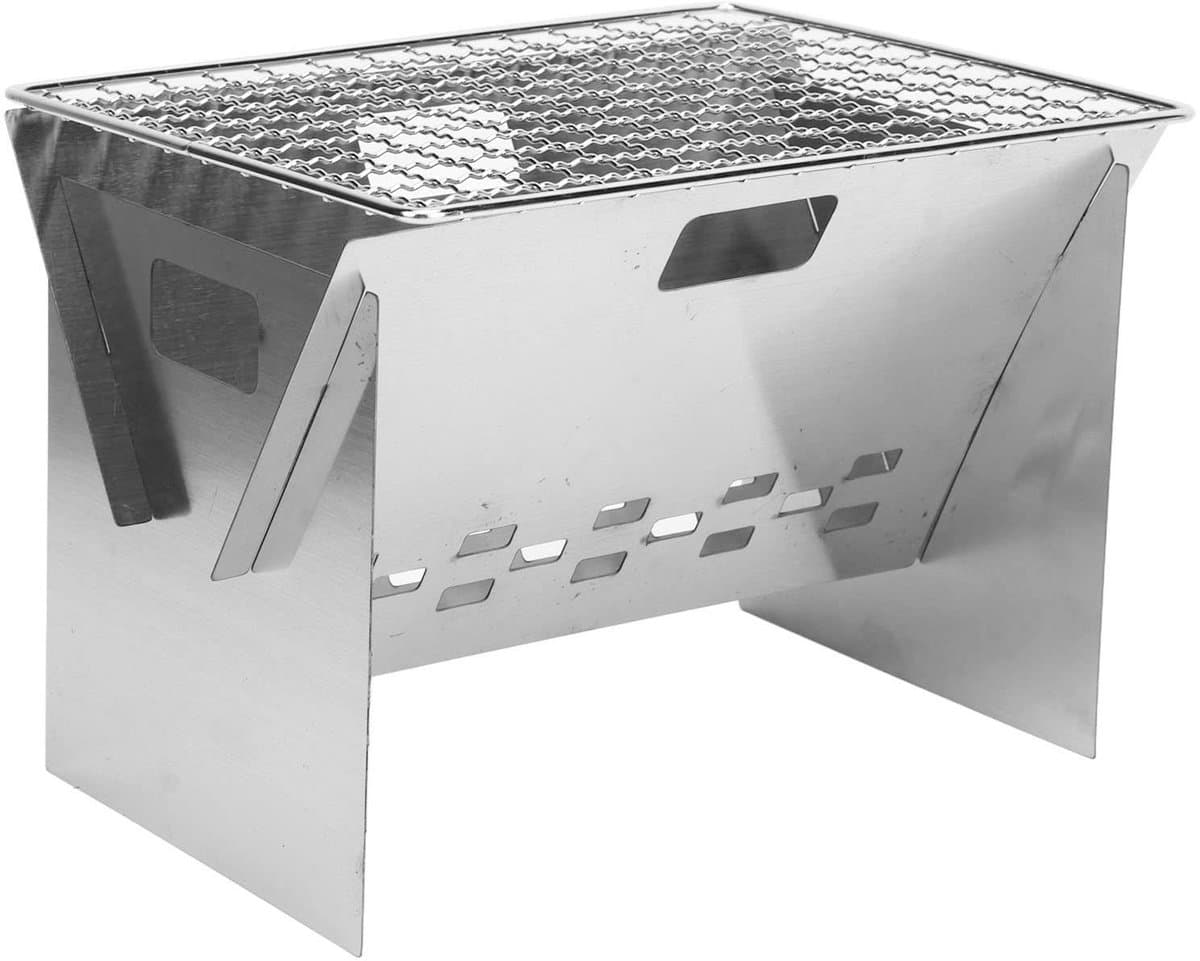 Dailygoods- BBQ Grill Draagbaar - Roestvrij Staal - Mini Houtskool Barbecue - Camping Grill - 1 tot 2 Personen - Stabiele Ondersteuning — afbeelding 1