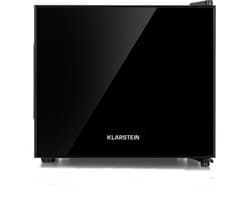 Klarstein Mini-Koelkast Happy Hour Vrijstaande - 9 Liter - Losse Glazen Bodemplaat - 33dB - Koele Frisheid - Voor Gastkamers Of Slaapkamers - Glansrijk - Thermo-elektrisch Koelsysteem - Spiegelglasdeur - praktisch - Elegant - Zwart