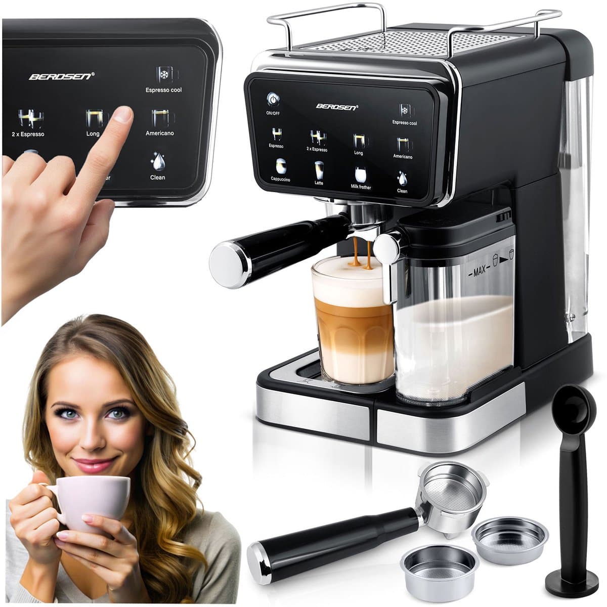 Berdsen - BD-773 Serie - Kolven Koffiezetapparaat - 20 Bar - Zwart — afbeelding 1