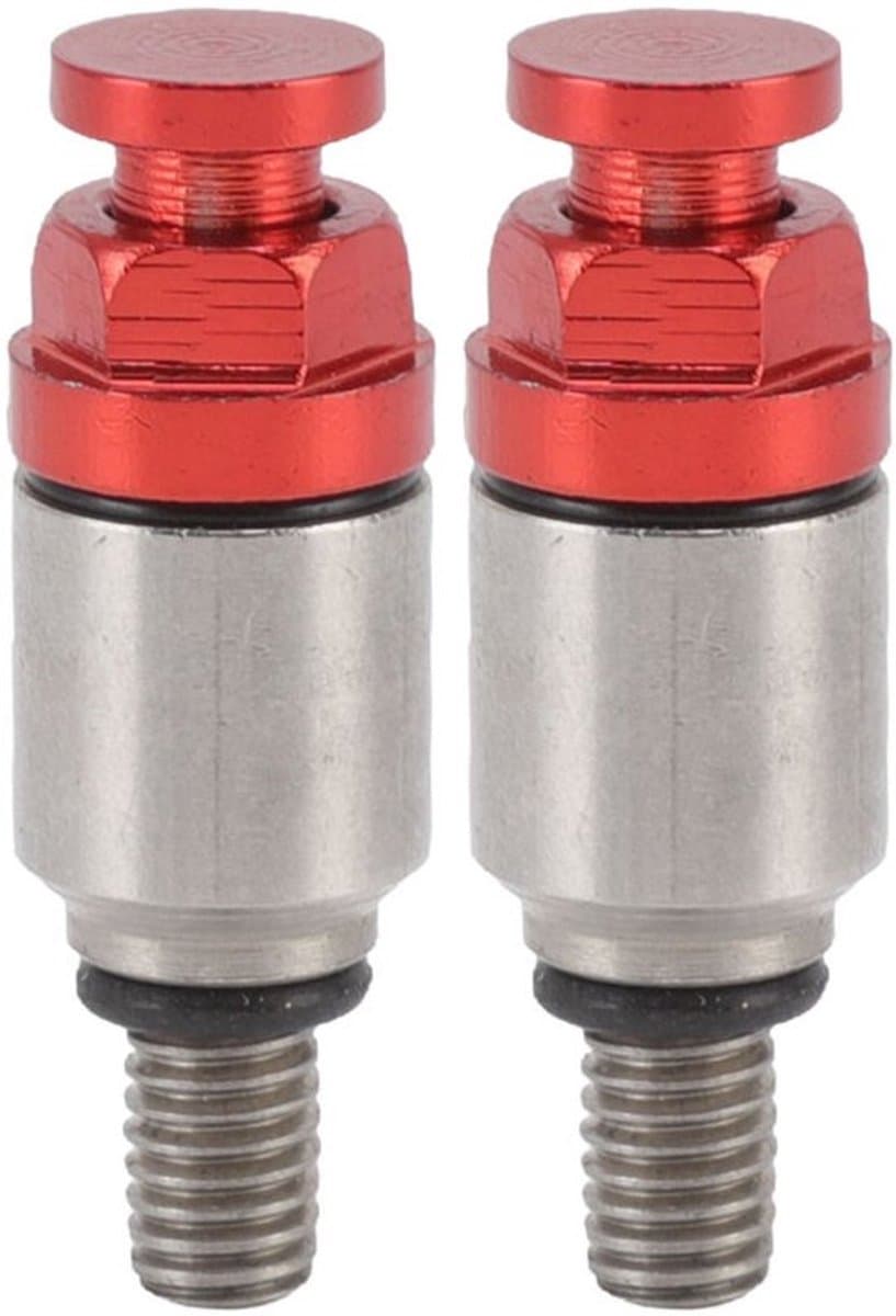 Twee M5x0.8 aluminium voorvork-uitblaasventielen/overdrukventielen, Geschikt voor CRF150R CR125R CR250R CRF250R, rood. — afbeelding 1
