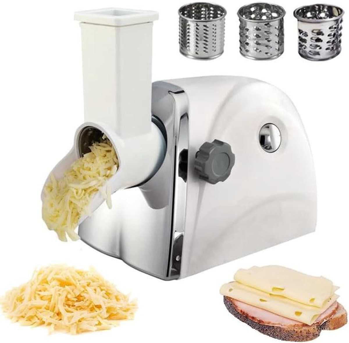 Elektrische Rasp - Keukenmachine Groente - Snel Ingrediënten Bereiden - 3 Roestvrijstalen Messen - 300 Watt Motor - Wit — afbeelding 1