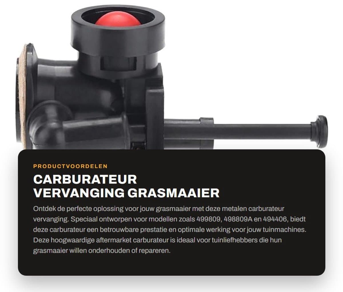 Dailygoods- Carburateur Vervanging - Metalen Carburateur - 11x8.3x7cm - Geschikt voor 499809/498809A/494406 - Inclusief Hardware - Schokbestendig - Grasmaaieronderdeel — afbeelding 1