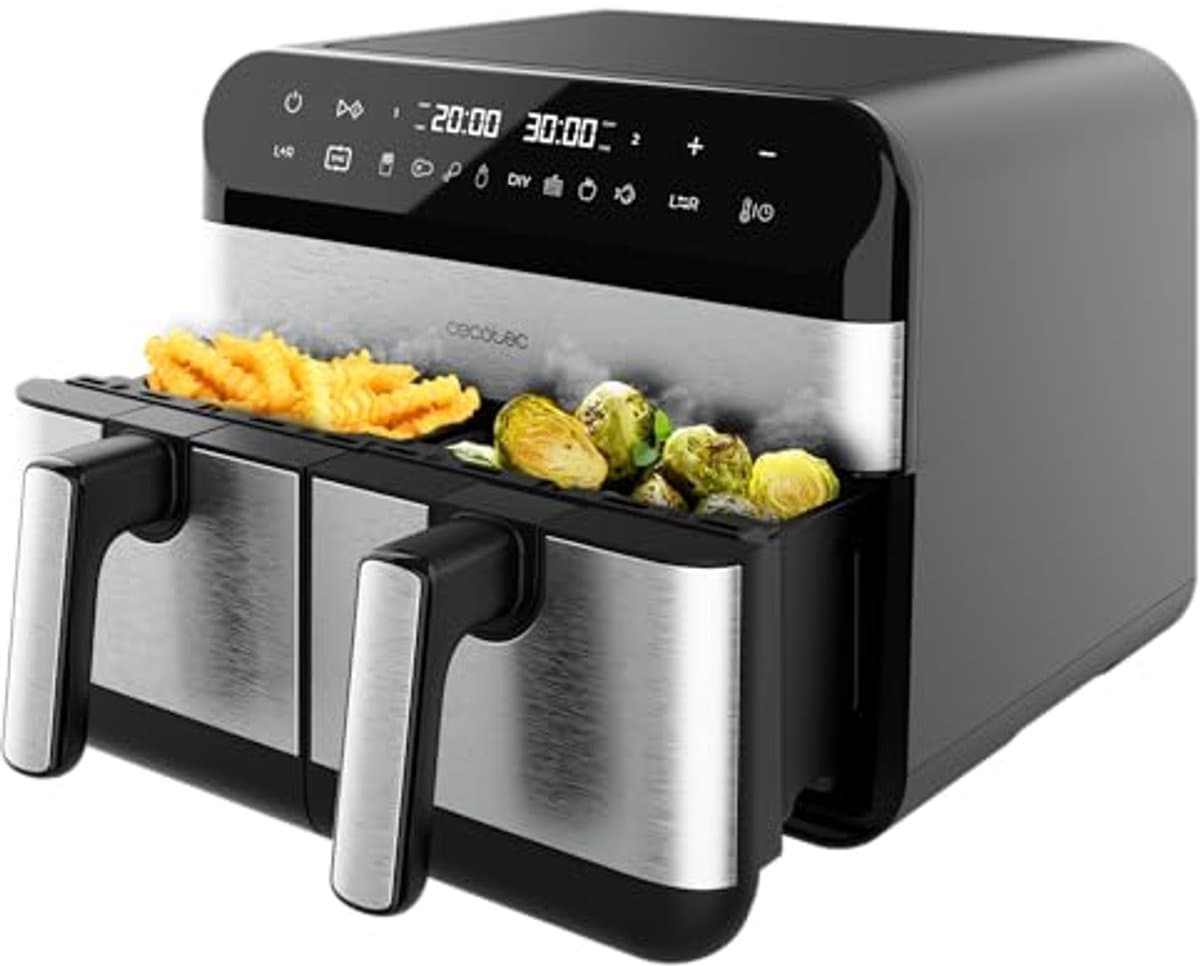 Digitale Airfryer - Heteluchtoven - Gezond Koken - Dubbele Temperatuur - 9 Liter - Donker Inox — afbeelding 1