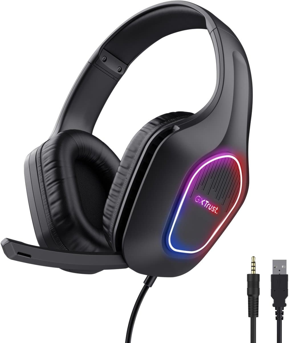 Trust GXT 416 Zirox - Gaming Headset - RGB Verlichting - Bedraad - 50mm Drivers - Over-ear - Zwart — afbeelding 1