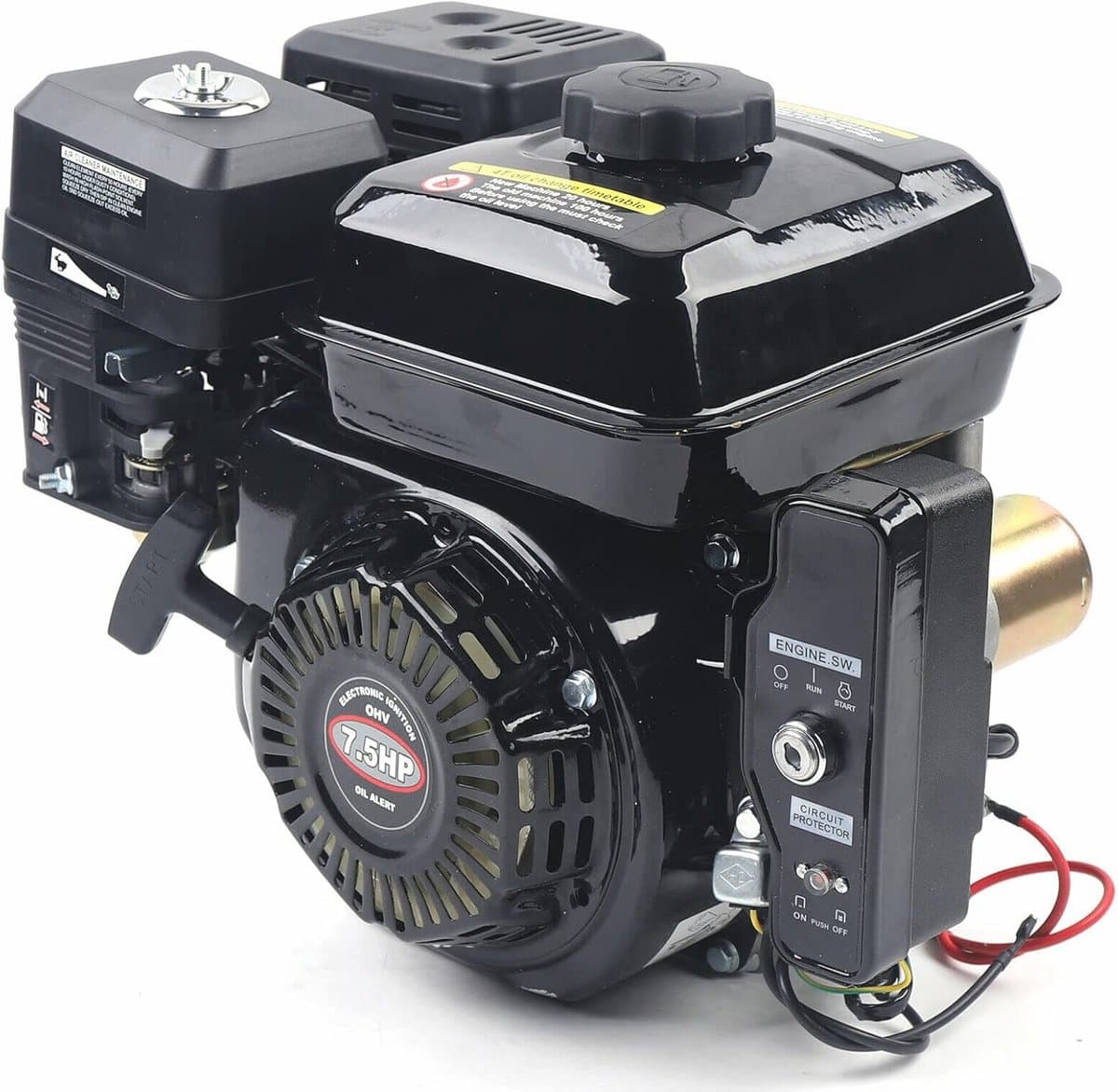Horizontale 7,5 pk motor, 212 CC viertakt met elektrische starter - krachtpatser voor compressor, onkruidsteker, grasmaaier en meer — afbeelding 1