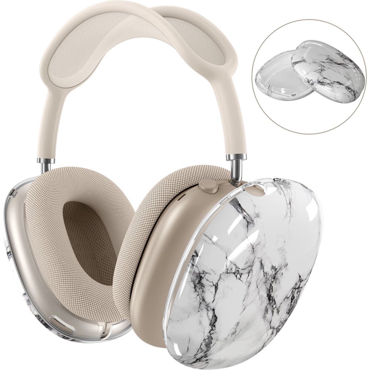 MMOBIEL Beschermhoes voor AirPods Max Hoofdtelefoons – Zachte TPU Oorschelpen Beschermhoes – Anti-Kras Beschermende Cover – Keramisch Wit — afbeelding 1