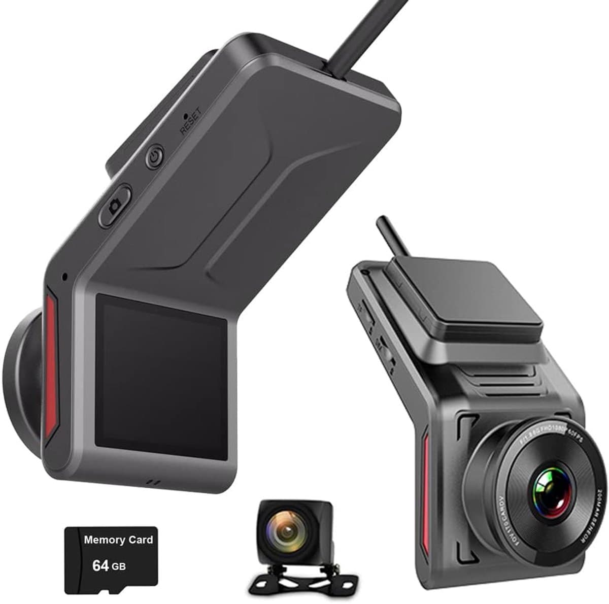 4G WiFi Dashcam voor Auto, 1080P FHD Dual Dashcam met Achteruitrijcamera, GPS-tracking, Nachtzicht, APP-bediening en 24-uurs Monitoring, GPS-camera voor Auto(zonder microSD-kaart) — afbeelding 1