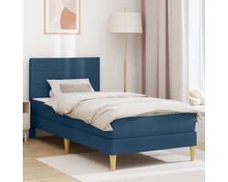 Bedframe met matras 80 x 200 cm, blauw polyester eenpersoonsbed