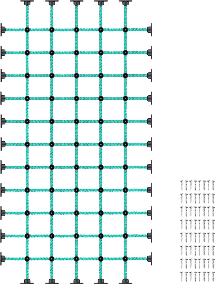 Klimnet voor kinderen met installatiebasis voor 48 x 96 inch houten frames, 1000 lb-capaciteit, ladder, klimnet, ladder voor speeltuinen, boomhutten, schommelsets en obstakelbanen — afbeelding 1