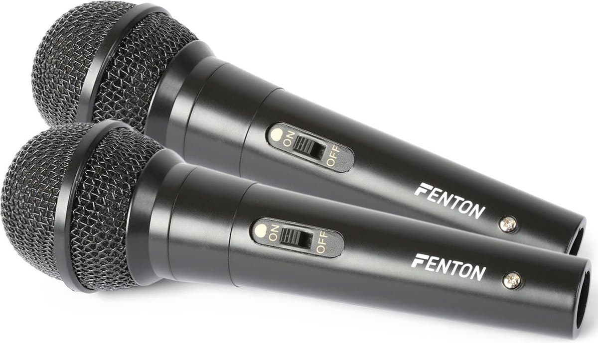 Karaoke microfoon - Fenton DM100 - Set van twee karaoke microfoons - Ook perfect voor DJ's - Zwart — afbeelding 1