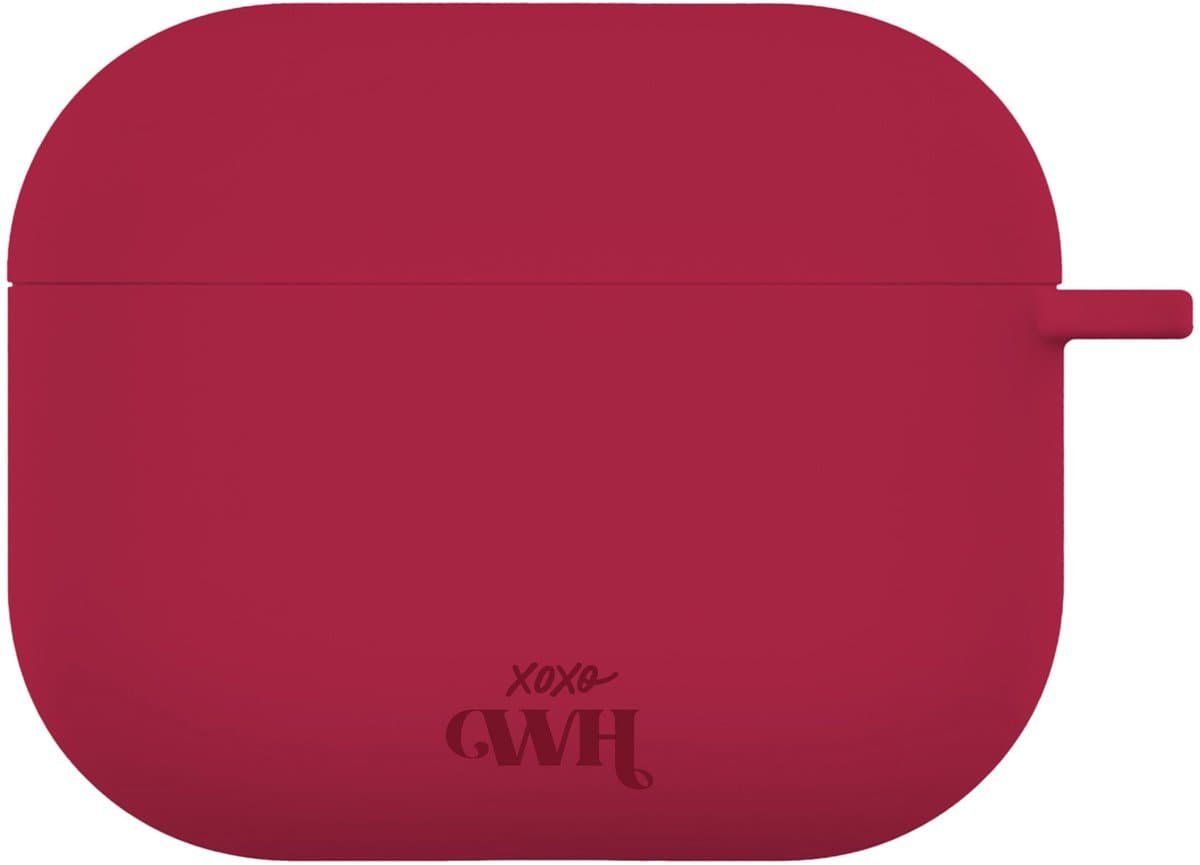 xoxo Wildhearts siliconen hoesje geschikt voor AirPods 3 - Silicone Case (Burgundy) - Beschermhoes met clip - Optimale bescherming - Bordeaux Rood — afbeelding 1