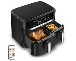 Luchtfriteuse met dubbele mand 11L - 7 automatische programma's - Voor 8 personen