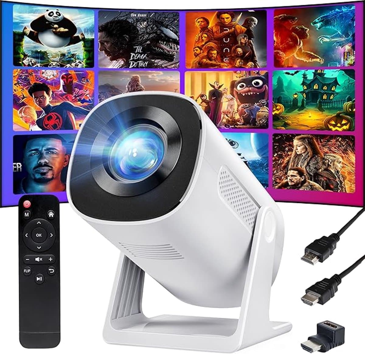 YOTON Y4 Mini Projector 720P HD, 200 Inch Groot Scherm Projector met Automatische Keystone Correctie en Bluetooth 5.2, iOS Bekabelde Verbinding voor Home Theater Film Gaming — afbeelding 1