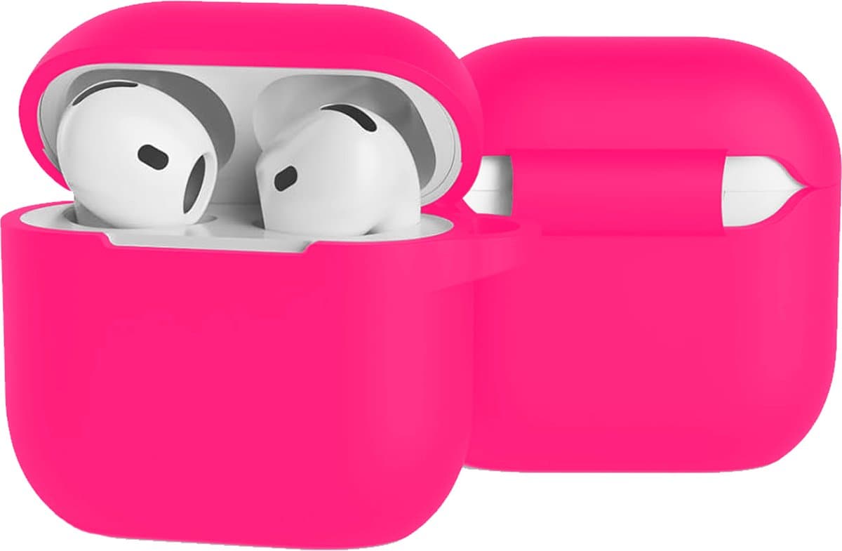 Case - Geschikt voor Apple AirPods 4 - Siliconen Hoes met Clip - Silicone Hoesje Cover - Roze — afbeelding 1