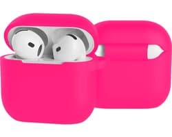 Case - Geschikt voor Apple AirPods 4 / 5 - Siliconen Hoes met Clip - Silicone Hoesje Cover - Roze
