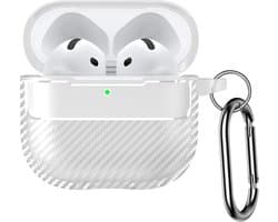 Telestore - Hoesje geschikte voor AirPods 4 / Airpods 5 - TPU carbon zwart hoesje Beschermhoes - Shockproof AirPods 4 /5 Cover - AirPods 4 / 5 Hoesje - Geschikt voor Apple Airpods 4 / Airpods 5 - transparant - carbon TPU cover