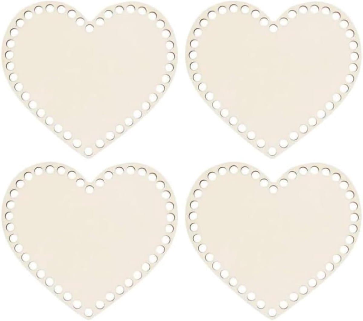 Mandbodem haken hartvorm blank hout - 4 stuks, breien haken opbergtas — afbeelding 1