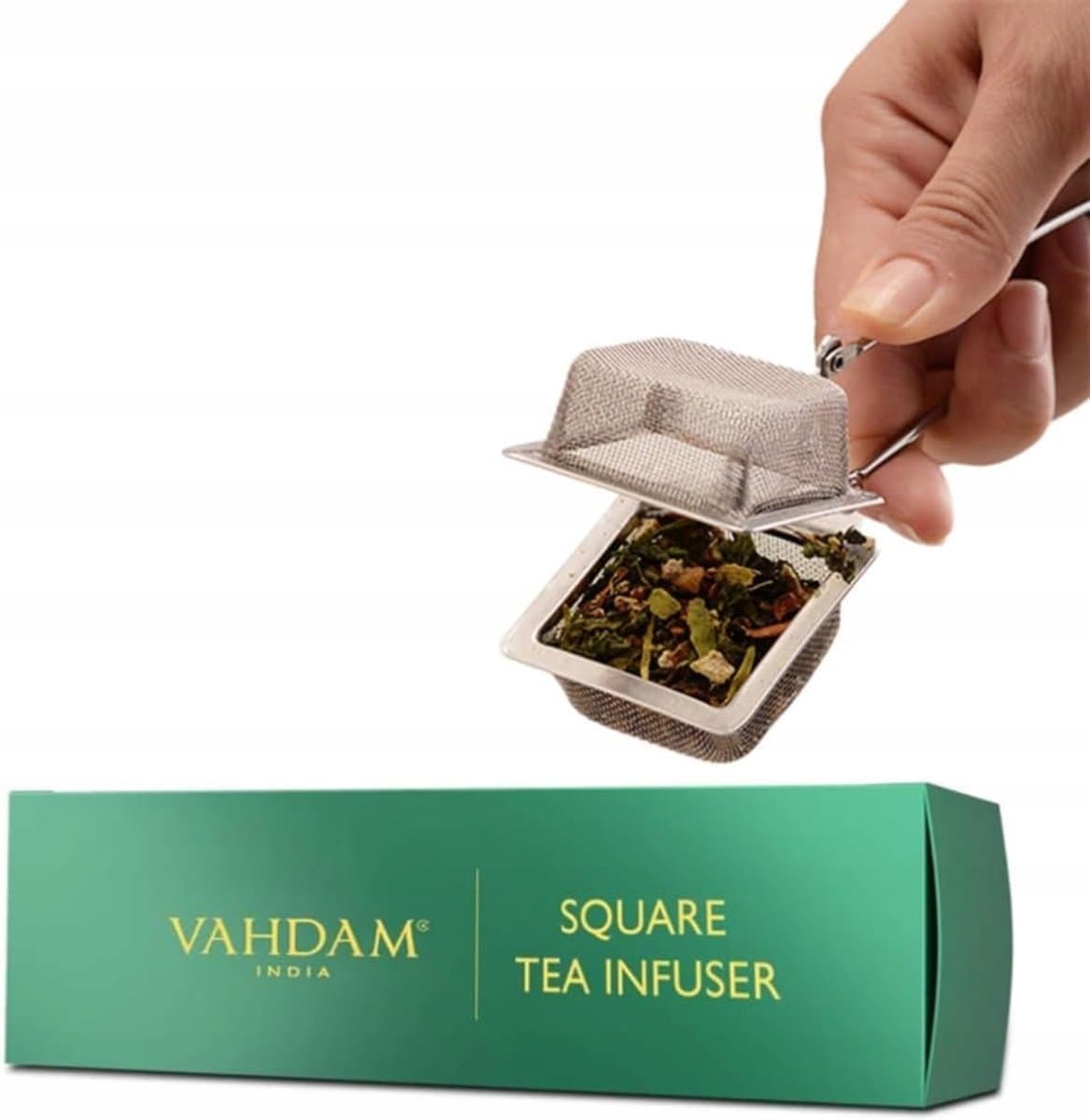 Merkloos Roestvrij Staal Thee Infuser met Tang - Voor Thee & Kruiden — afbeelding 1