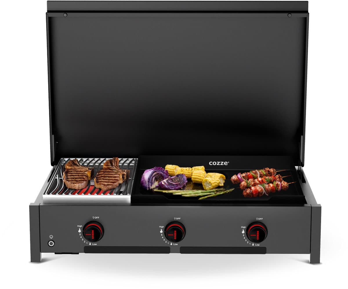 Cozze® Combo 900 Gas BBQ Grill – Infrarood Brander & Plancha – Buitenkeuken Module – 7,5 kW – Groot Plancha Oppervlak – Voor Grillen, Bakken & Sauteren — afbeelding 1