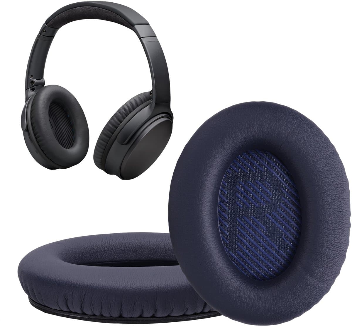 kwmobile 2x oorkussens geschikt voor Bose Quietcomfort 35 35II 25 15/QC35 QC35II QC25 QC15 - Earpads voor koptelefoon in donkerblauw — afbeelding 1